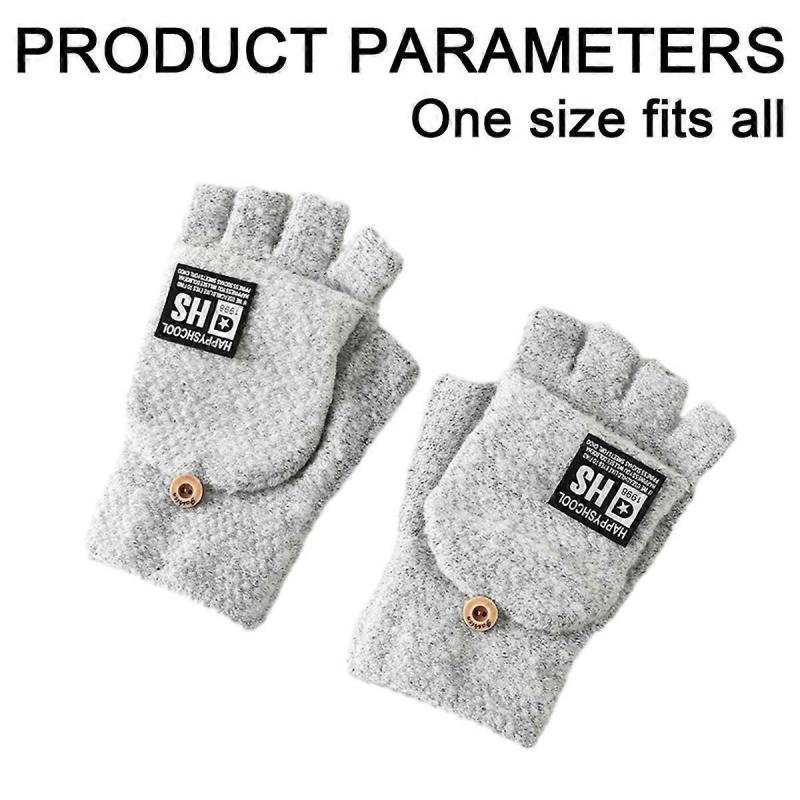3 Pairs Thermal Insulation Fingerless Texting Wool Gloves for Women and Men Winter Warm Knitted Convertible Mittens Flap