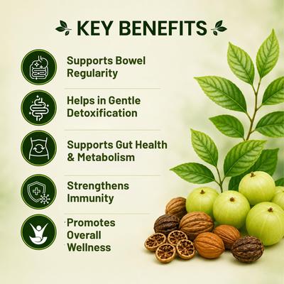 Pure Nutrition Triphala Tablets | Triphala Herbal Supplement for Digestion, Gut Cleanse, Detox & Wellness Support | Ayurvedic Formula - 250mg 90