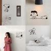 TuskimiDecor Wall Art Set of 12 Popular Cute Snoopy Wall Stickers Ins Style Korean Stylish Wallpaper Decoration Charlie Brown Interior Wall Decoration