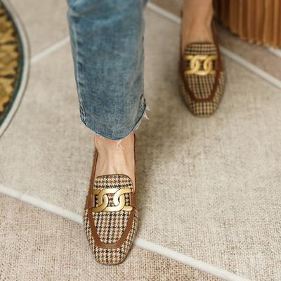 Fashion New Autumn Women Loafers Square Toe Chunky Heel Shoes for Women Spring Women Shoes Lattice Women Pumps Shoes Zaptos De Mujer
