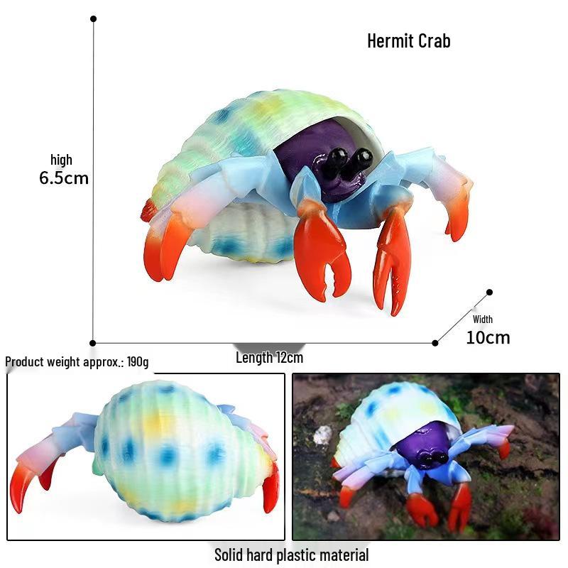 Ocean Crab Simulation Toy Set: Includes Hermit, Swimming, and Three-Spot Plastic Models