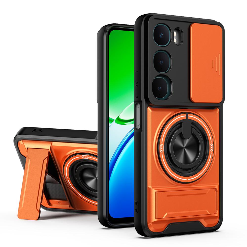 KEYSION Magnetic Phone Case for VIVO Y21d Y31 5G Y19S Pro Slide Camera Protection Upright Kickstand Ring Shockproof Back Cover