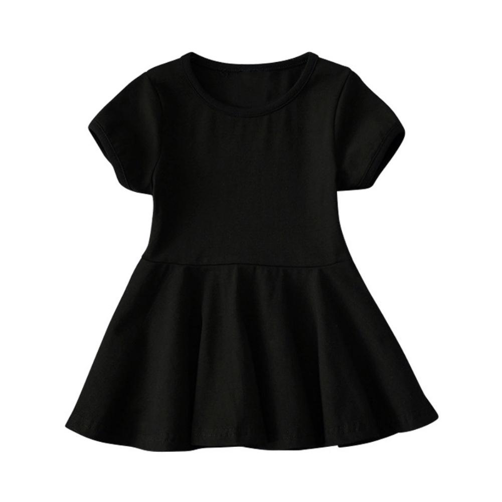 Ensfarget jentekjole Førskolekortermet kjole Skateboardkjole