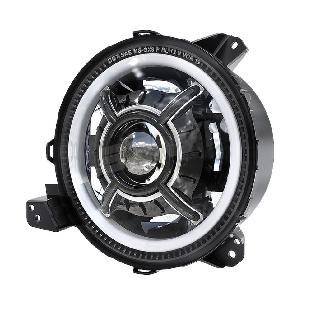Tri-Beam 9-inch LED Bi-Beam Lens Headlight Assembly for Jeep Wrangler JL