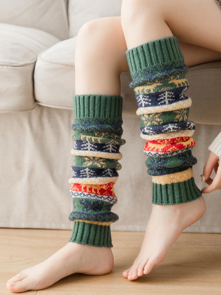 New Fall And Winter Stocking Stocking Medium Long Calf Socks Leg Warmers Warm Socks Christmas Snow Knit Leg Socks