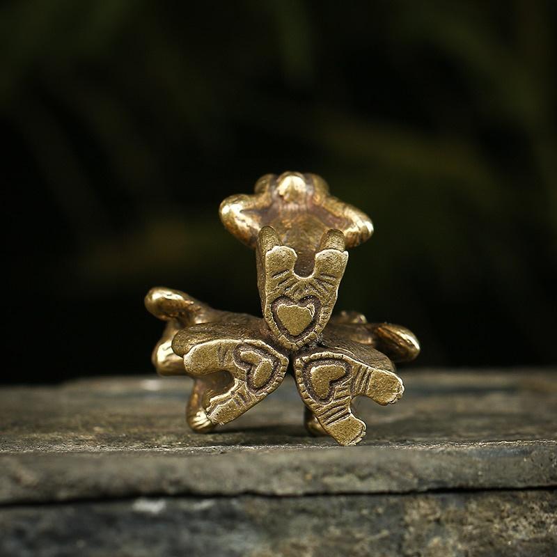 Vintage solid kobber Tre aper Te Kjæledyr Bronse Skulptur Hjemmeinnredning Tilbehør Bronse apefigurer Miniatyrer Skrivebordsdekor
