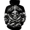 Halloween American Men's New Autumn Horror Skull Print Micro Elastic Comfortable Hooded Sweatshirt Ooutdoor Street Style Top