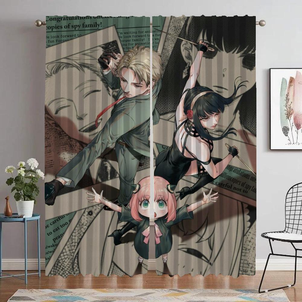 Spy X Family Elegant Room Curtains for Living Room Halloween Decoration Window Curtain Home Interior Curtains 2 Pieces Shades