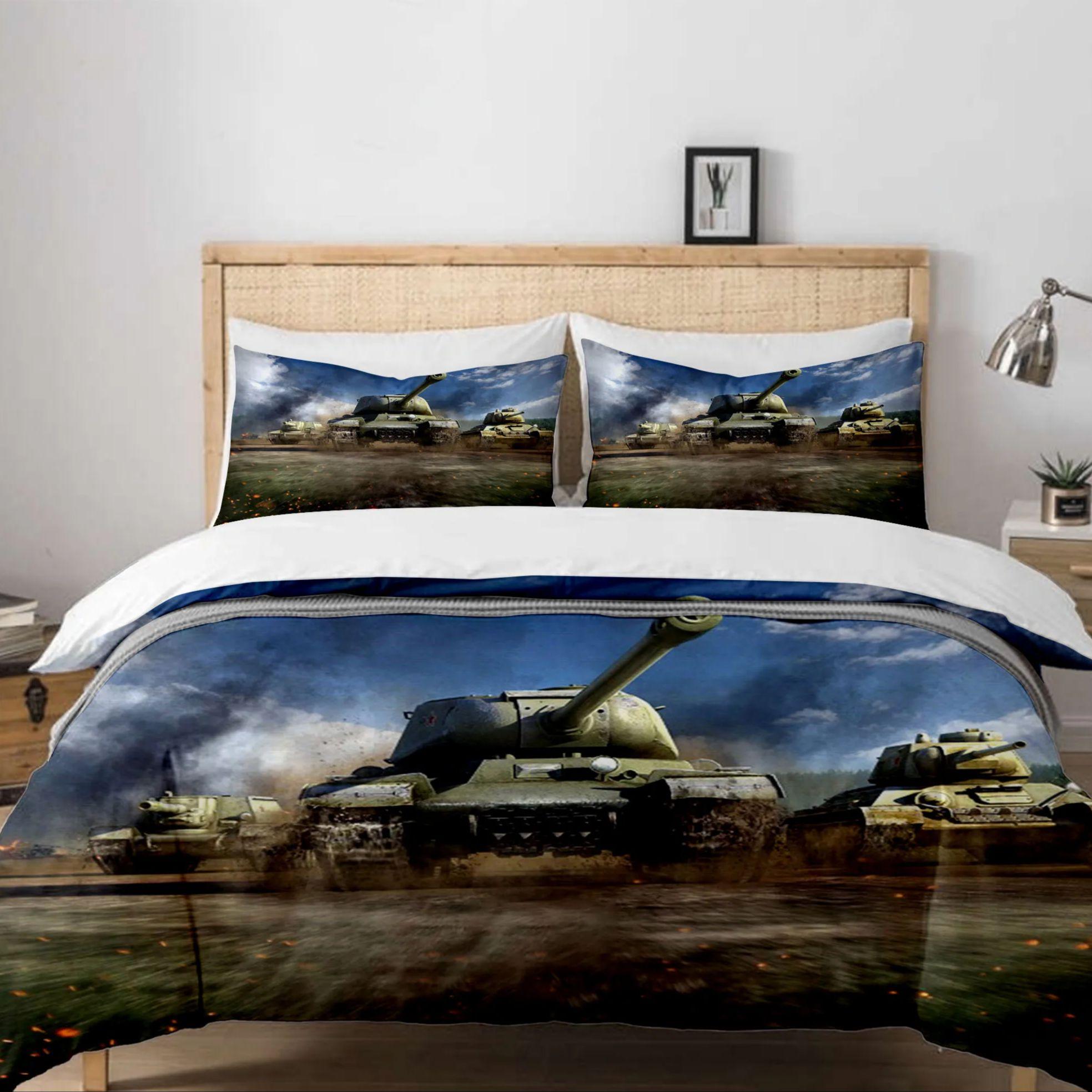 Militaire Tanks Dekbedovertrek Set King Queen Double Full Twin Single Maat Jongens Beddengoed Set 140x200cm