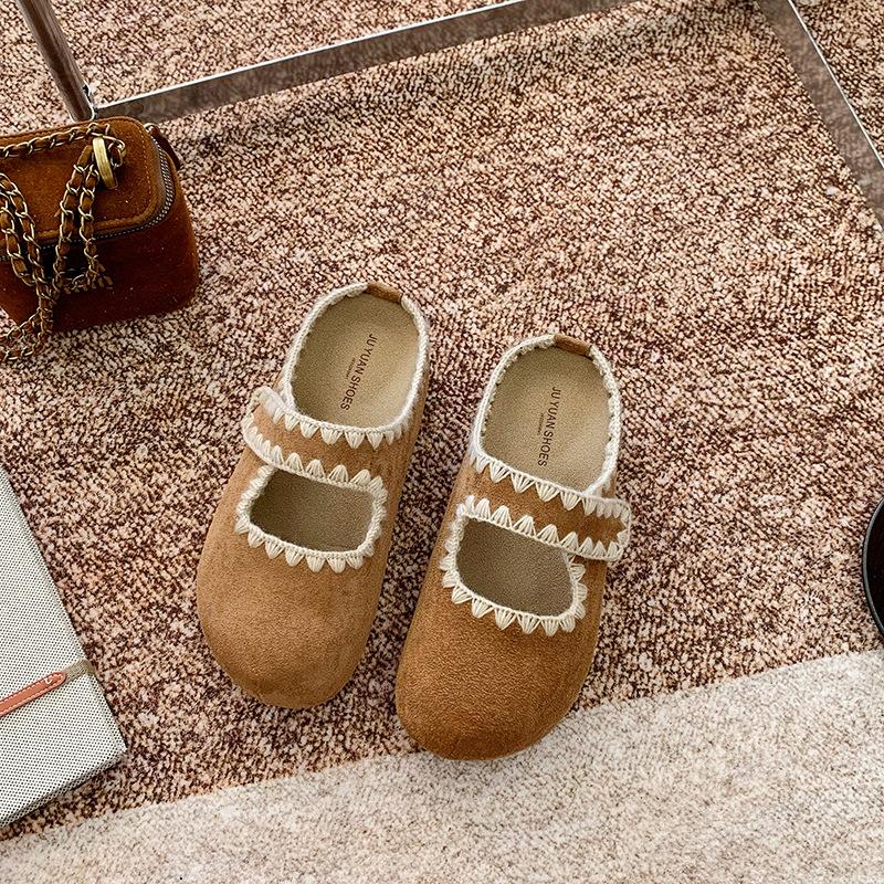 Retro Fairy Style Bag Head Half Slippers Female Outer Wear 2025 Autumn Platform Muller Shoes with Skirt Mary Jane Tow