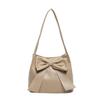 Bucket Bag PU Bow Shoulder Bag Solid Color Fashion Underarm Bag Simple INS Tote Bag  Children