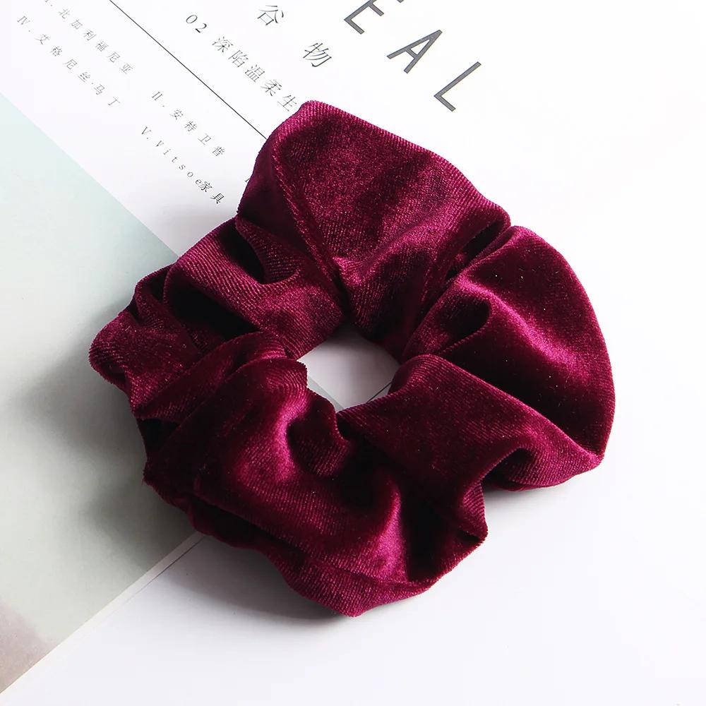 Winter Vintage Woman Large Velvet Scrunchies Elastics Hair Band Solid Hair Ties Ladies Ponytail Holder Hair Accessories