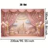 1 Piece 2D Flat Banner - Fantasy Castle Birthday Party Background: Stars, Balloons and Clouds Surround It.