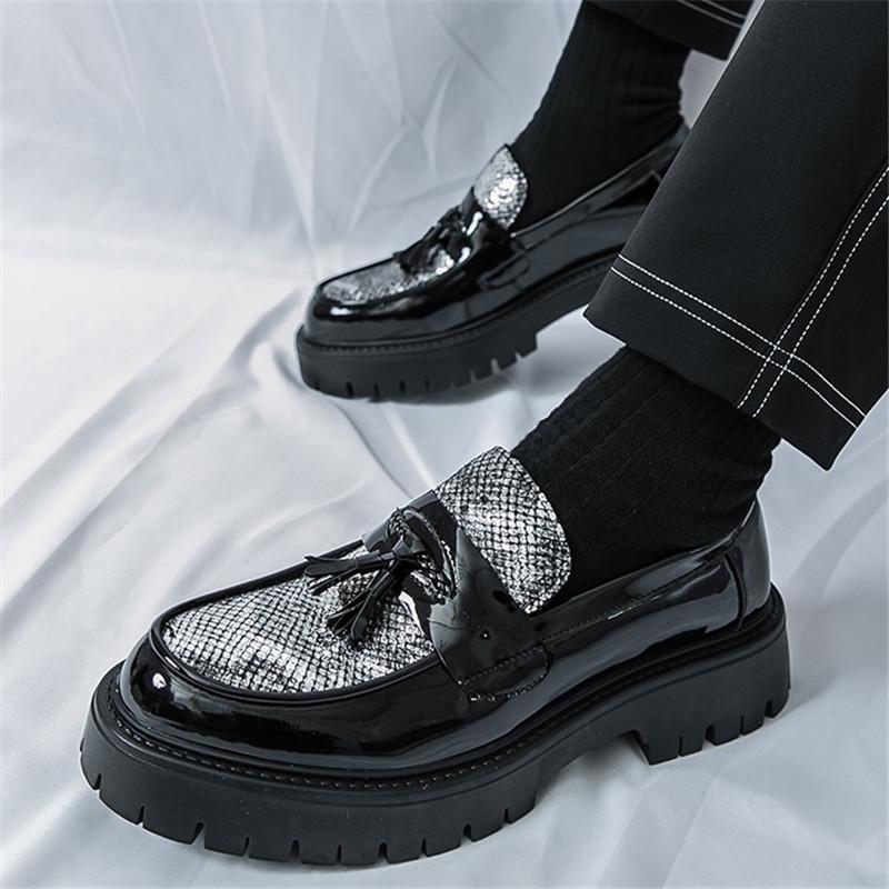 Fashion Trend New Luxury Men Mixed Color Tassel Loafter Male Leisure Height Increasing Leather Shoes Tenis Masculino Zapatos Hombre
