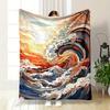 Swirling, Layered Waves In a Colorful, Abstract Paper-cut Art Style. for All Seasons Blanket Lunch Break Throw Gift