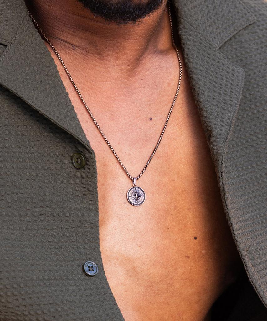 Pig&Hen Compass Pendant Necklace - Bronze