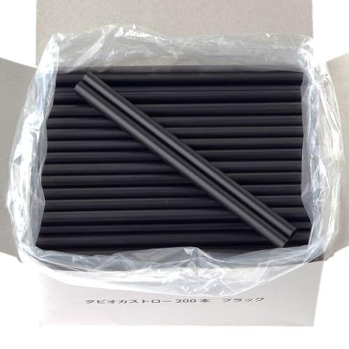Strix Design Tapioca Straws, 400 Straws (200 Straws x 2 Packs), 21cm x 1cm Diameter, Black, Wide Straws, Boxed, Stylish, Cafe, Tapioca, Smoothie, Larg