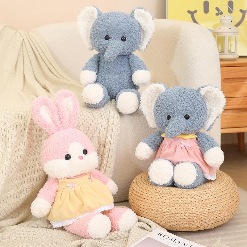 Cute Cartoon Brown Bear Pink Rabbit Plush Toy Soft Stuffed Animal Elephant Doll Home Decor Kids Gift