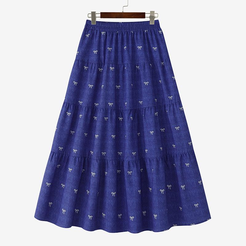 

ZANZEA Женские летние повседневные свободные длинные юбки с эластичным поясом и принтом S темно-синий