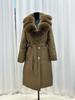 Winter new fox fur fur white duck down jacket women's extended waist lace-up pie overcome coat
