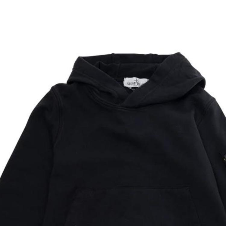 STONE ISLAND Hoodie With Logo Patch Long Sleeve Black Kids Hoodies K1S1661000-12S0040-V0029