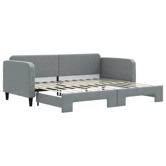 VidaXL Daybed with Trundle Bed Light Grey 90x200 Cm Fabric 3196816