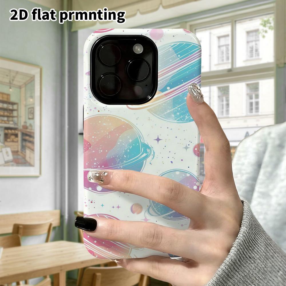 Phone Case: 2D Flat Design Suitable for iPhone 18, 17, 16, 15, 14, 13 Pro Film Protective Case, Couple Style, Pastel Planet, Christmas and Halloween G
