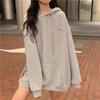 Women Plus Size Loose Fit Hooded Sweatshirt Korean Style Casual Top For Students