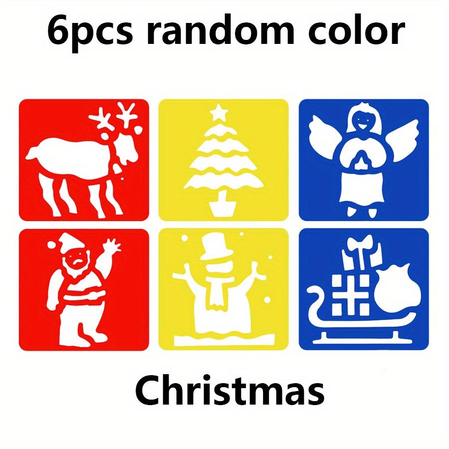 

6/12pcs Christmas Painting Template Plastic Washable Drawing Stencils Classroom Reward Arts & Crafts Spray Christmas Gift JXB