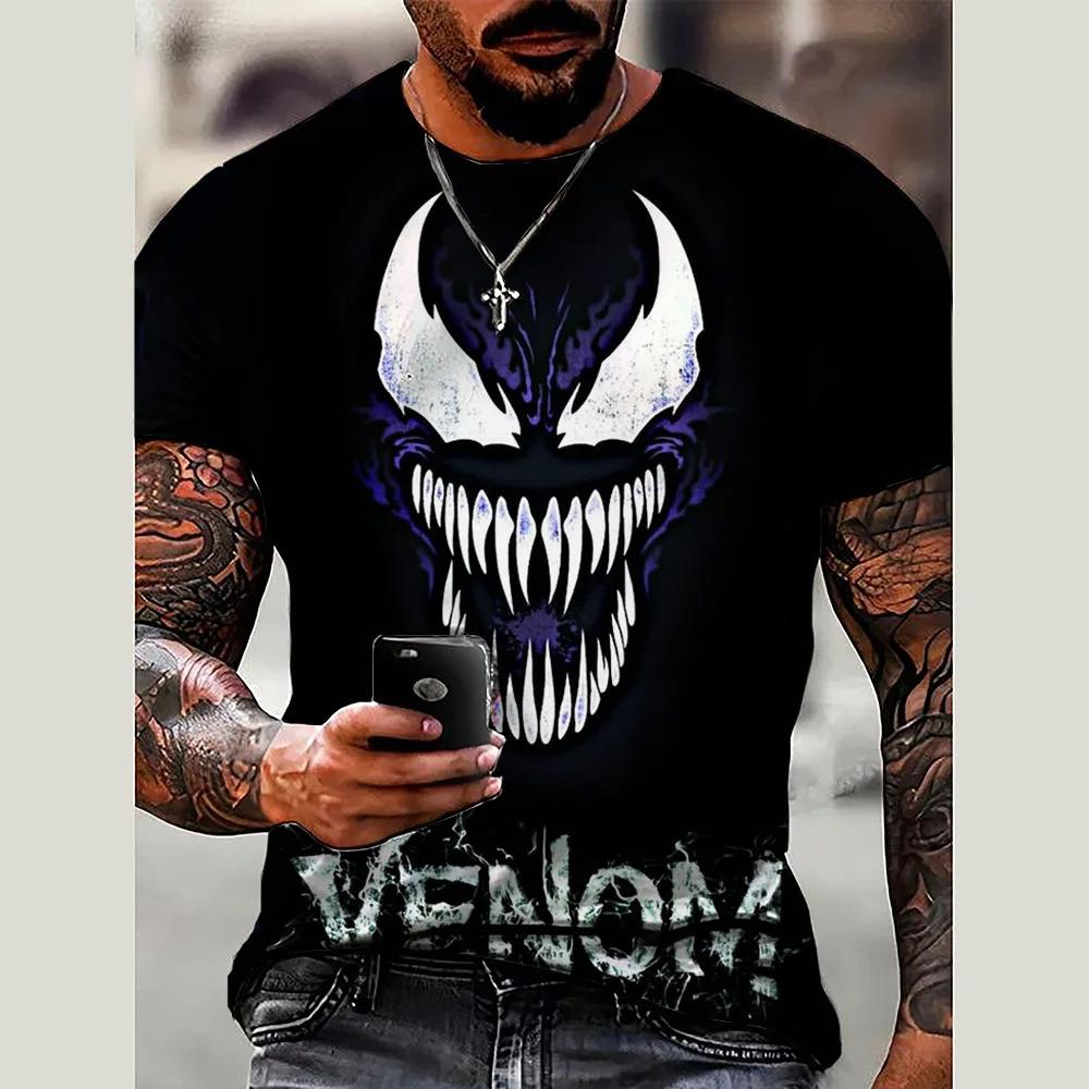 Sommer 3D-gedrucktes Herren Marvel Venom Herren-T-Shirt Kleidung lässiges T-Shirt trendige Mode cooles Herren-Streetwear-Top