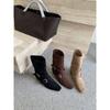 Coarse heel retro suede skinny short boots women's shoes 2025 new autumn and winter brown Martin boots French western ankle boots