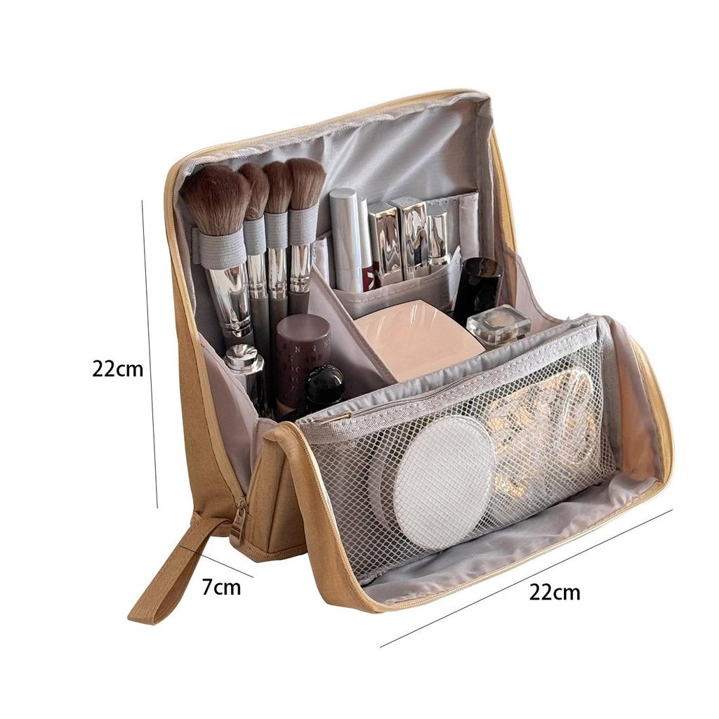 Women Vertical Makeup Bag Standable Large Capacity Skincare Storage Bag Partitioned Multi-Compartment Cosmetic Organizer