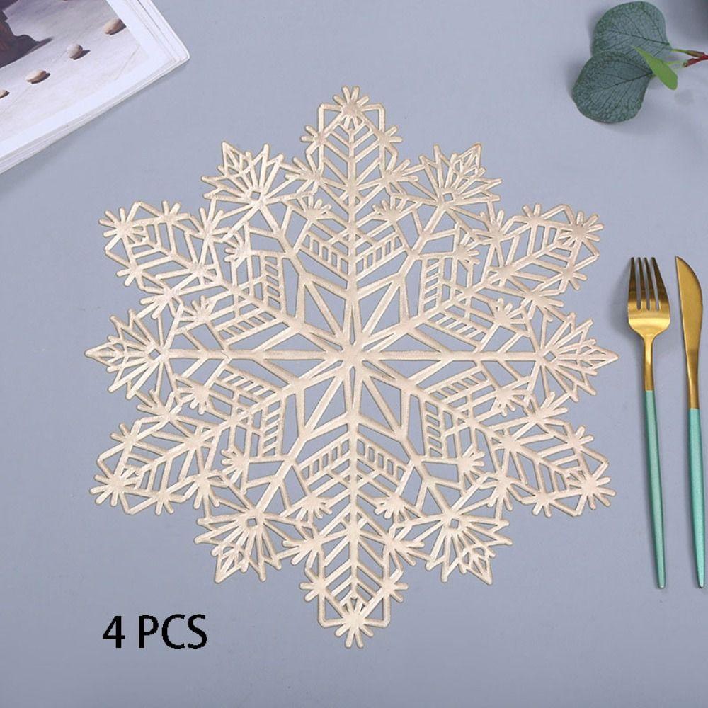 

4 шт. золото/серебро с тиснением полые снежинки обеденный коврик ПВХ кофейная подставка для комнаты