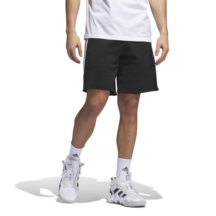 adidas Mid-Rise Striped Straight-Leg Sports Shorts Men Bottoms Black IL1614