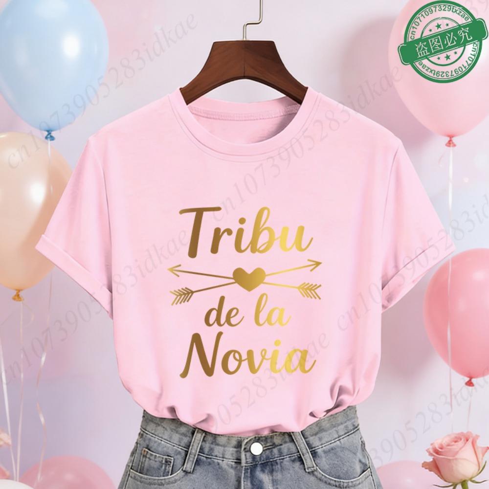 Spanische Mädchen Junggesellinnenabschied T-Shirts Team Braut Stamm Gold Blusen Kurzarm Rundhals T-Shirts für Junggesellinnenabschied Hochzeitsfeier