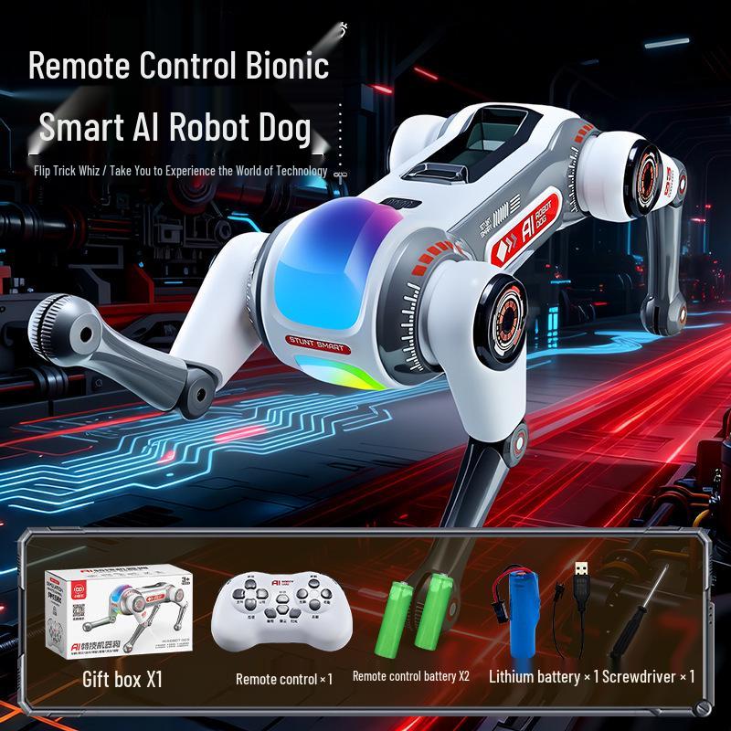 Smart Dual-Control Robot Dog with Lights, Music, Voice Interaction, Remote Control, and Programming for Kids