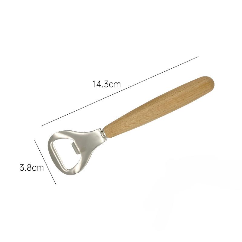 1 Pcs Stainless Steel Bottle Opener with Beech Wood Handle, Kitchen Tools Gadgets