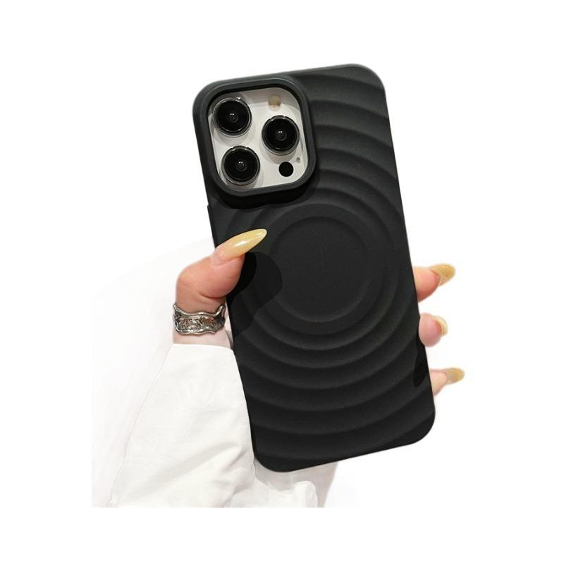 Solid Color Corrugated Shell for Apple 16 Sun Phone Case Magnetic High-end Feel for IPhone15promax Protective Case