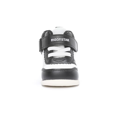 Moonstar Baby Shoes, High-Top, Sizes 13-18cm, 0.5cm Wide, for Boys and Girls, Black/White, 14.5cm, 2E