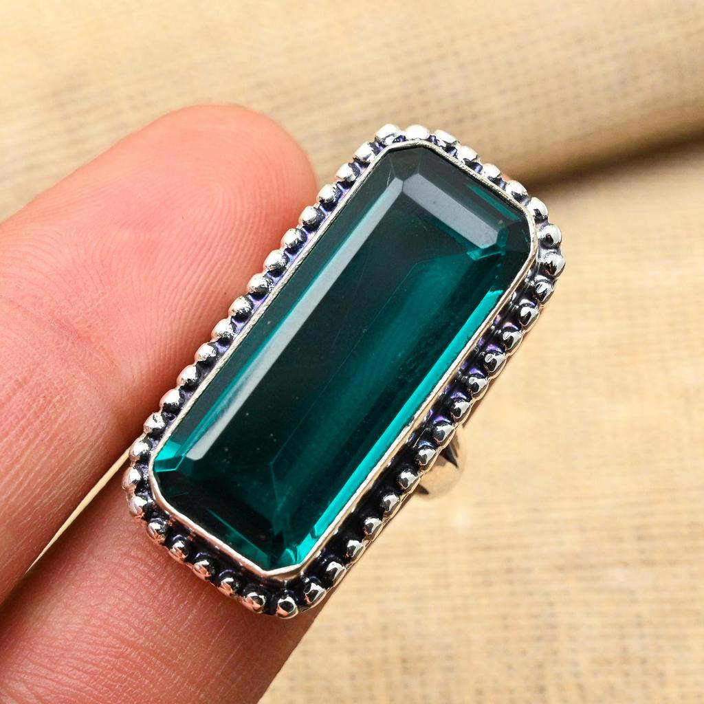 Gioielli con anello in argento sterling massiccio 925 fatto a mano con pietra preziosa Indicolite per donna