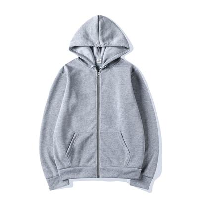 European & American Style Unisex Hooded Cardigan Sweatshirt - Solid Color, Loose Fit, Zipper, Autumn/Winter