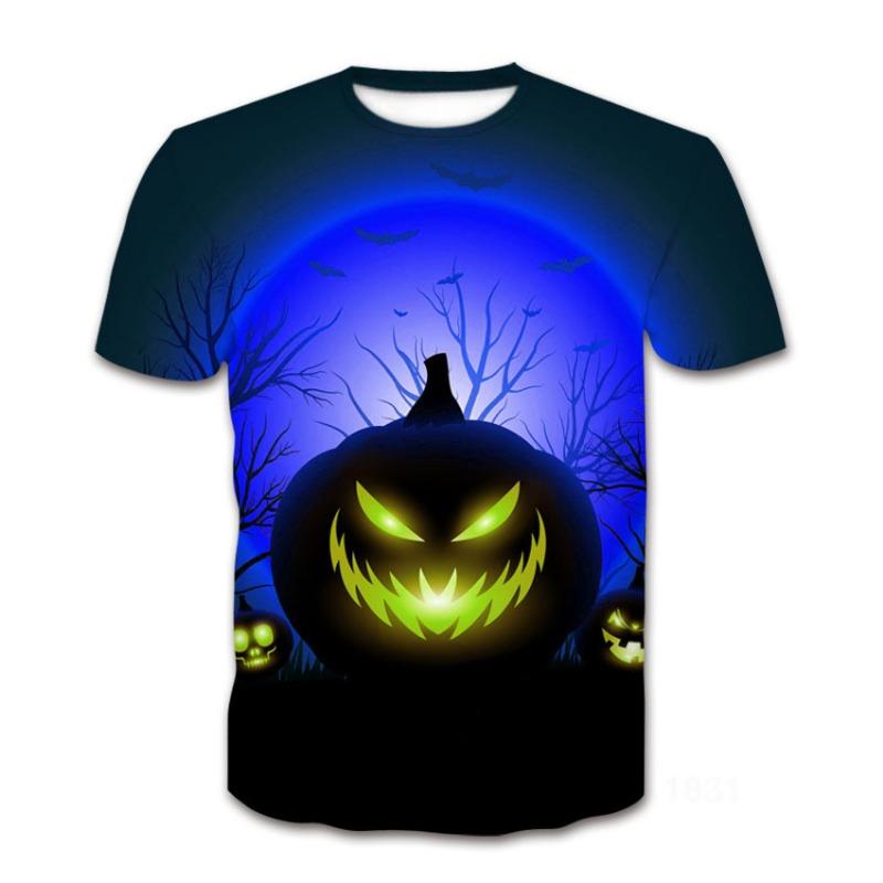 Summer Sports 3D Digital Printing Pumpkin Lantern Series Theme T-shirt Men's Short Sleeve