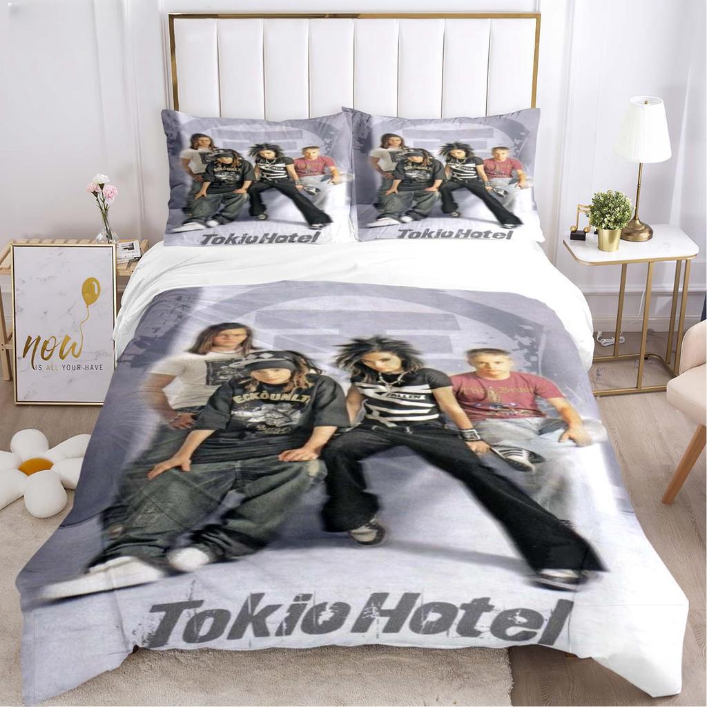 Tokio Hotel 3D Tisk Rocková Kapela Celoroční Povlak na Přikrývku Ložní soupravy Měkký Potah na Přikrývku a Povlaky na Polštáře Jednolůžko_Dvoulůžko_Queen_King