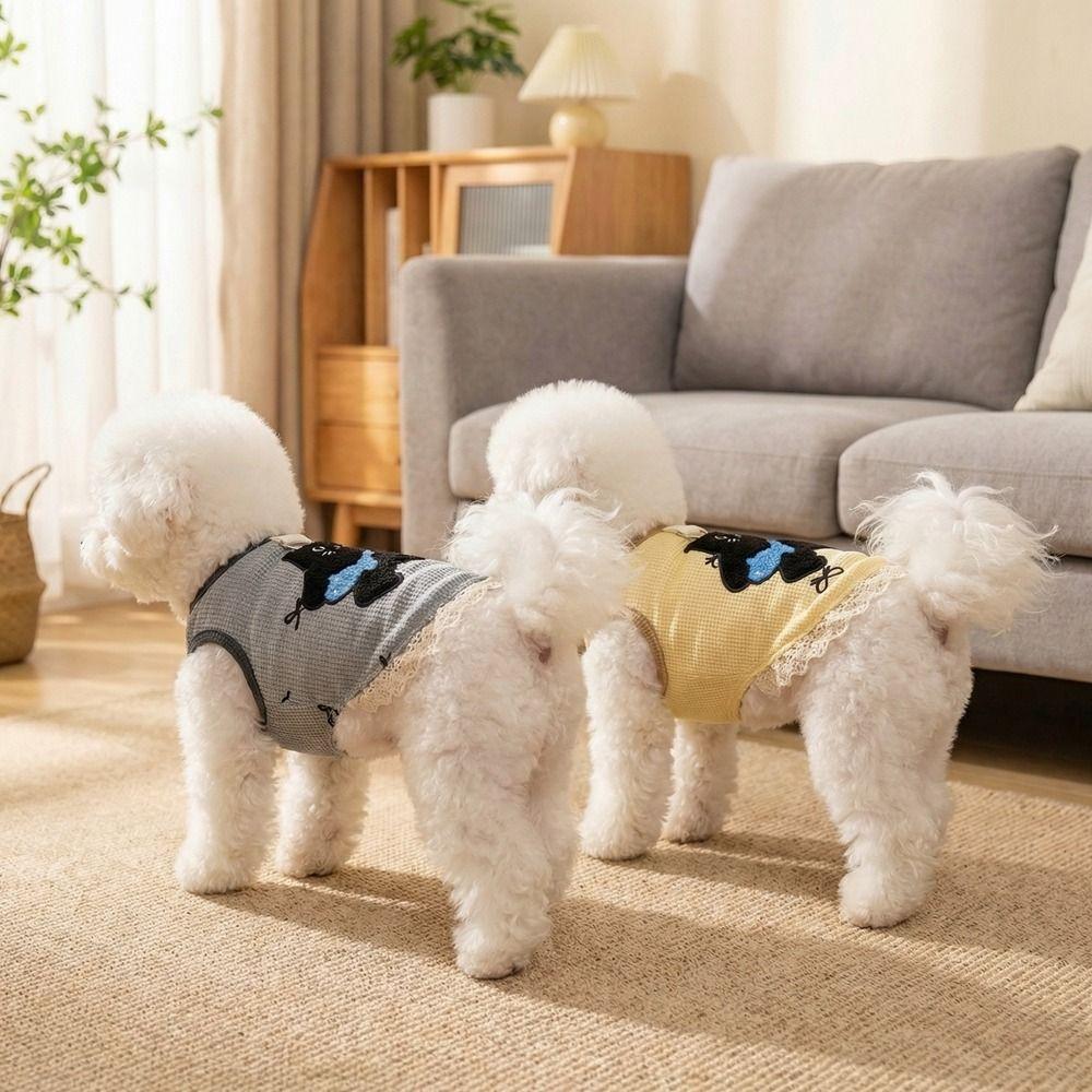 Breathable Waffle Pet Vest Cat Pattern Cat Hoodie Dog Sleeveless Vest Pet Short Sleeve Daily Use