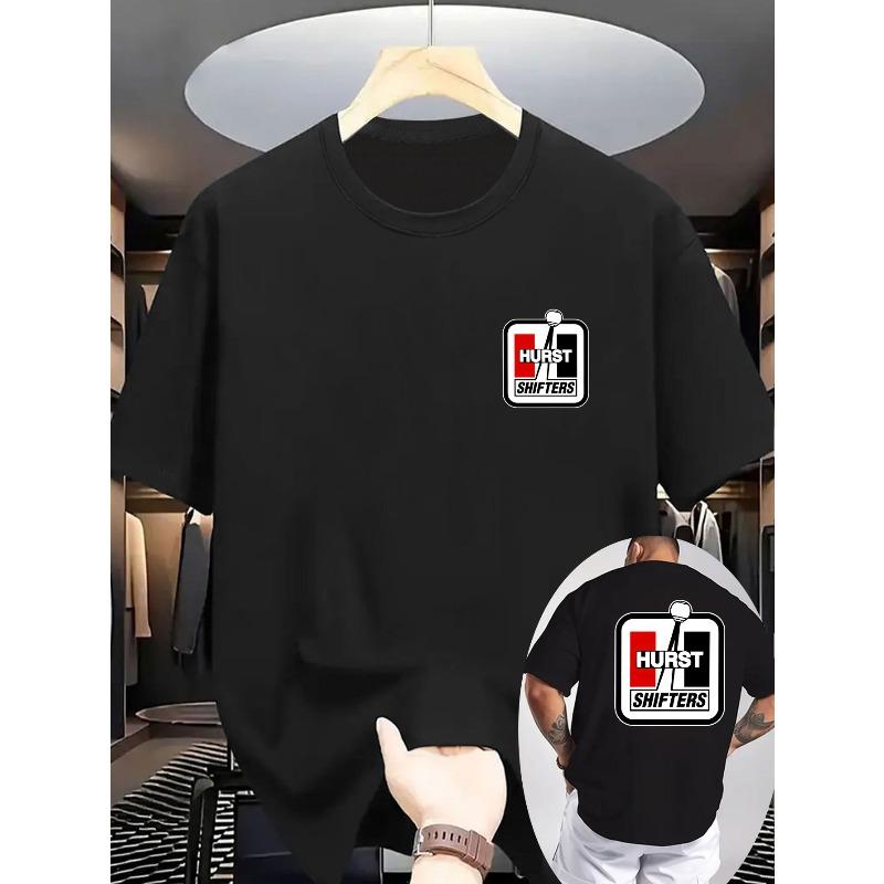 Men'S Graphic T-Shirt - Black Car Back Design with Hurst Shifters Logo , Events And Daily Summer Wear,Material Impregnable Casual Shirt