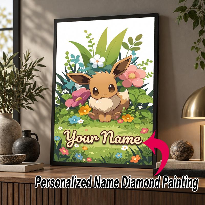 Personalized Eevee Diamond Art Custom Name 5D Diamond Painting Full Drill DIY Craft