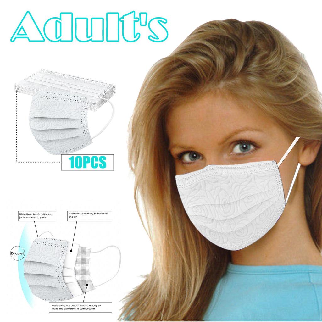 Adult Man Women Rose Mask Disposable  Mask Industrial 3Ply Ear Loop 10PCS Mask