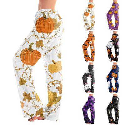 Women's Drawstring Waist Halloween Print Lounge Pants Casual Full Length Relaxed Fit Pajama Bottoms for Everyday Wear