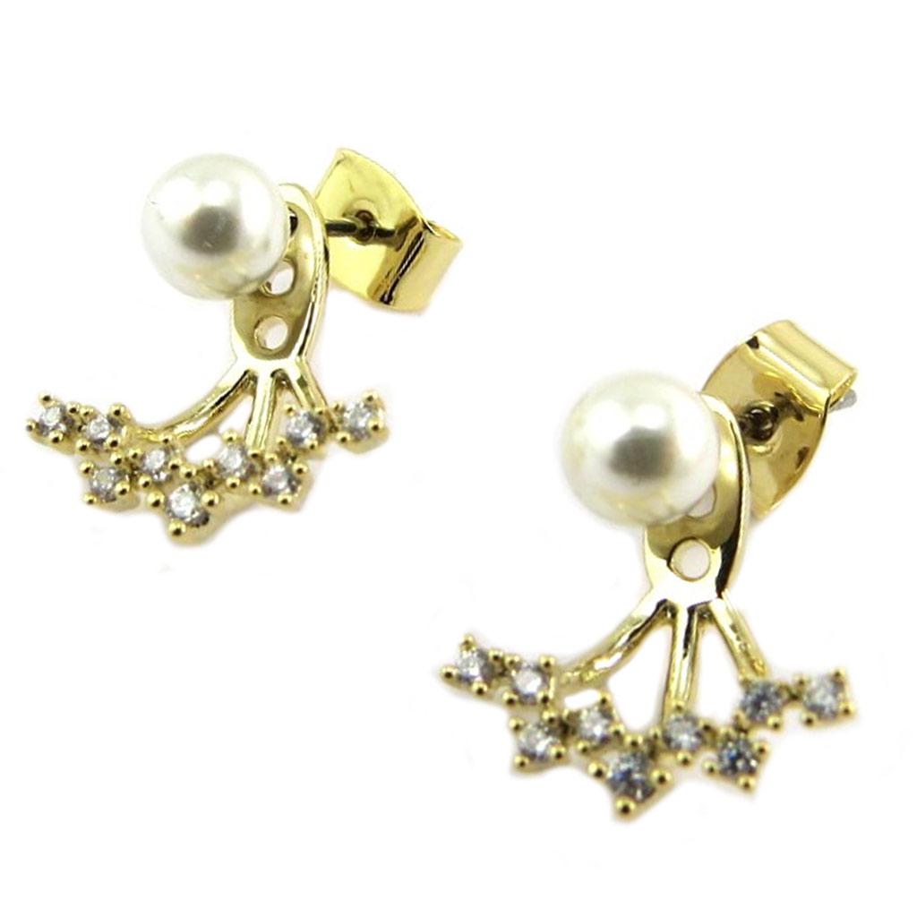 7bis [P8277] - Kolczyki 'Sissi' ręcznie robione w kolorze złotym i kości słoniowej - 15x13 mm