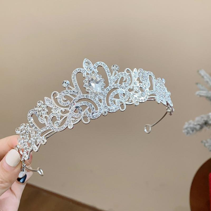 Super flash full diamond princess queen crown headband bride wedding banquet crown light luxury high-end temperament hair accessories woman